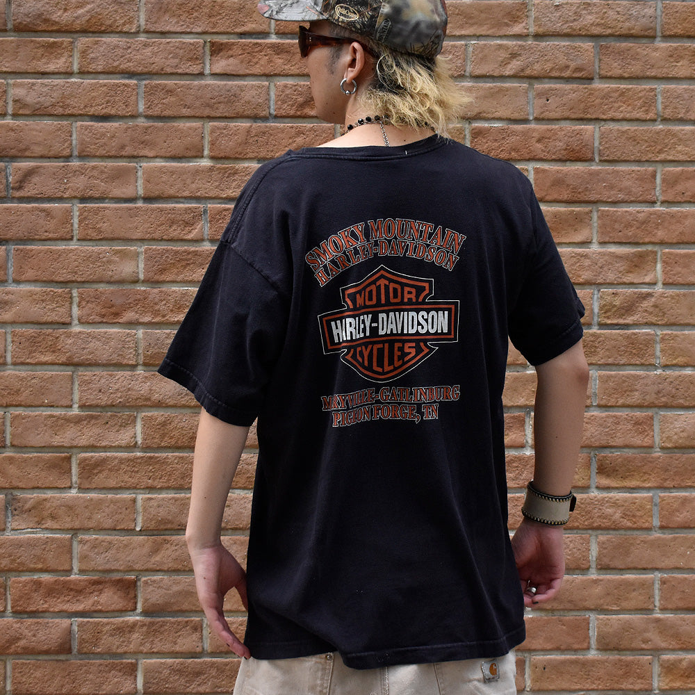 Y2K Harley Davidson イーグル×ロゴ Tシャツ USA製 240820H
