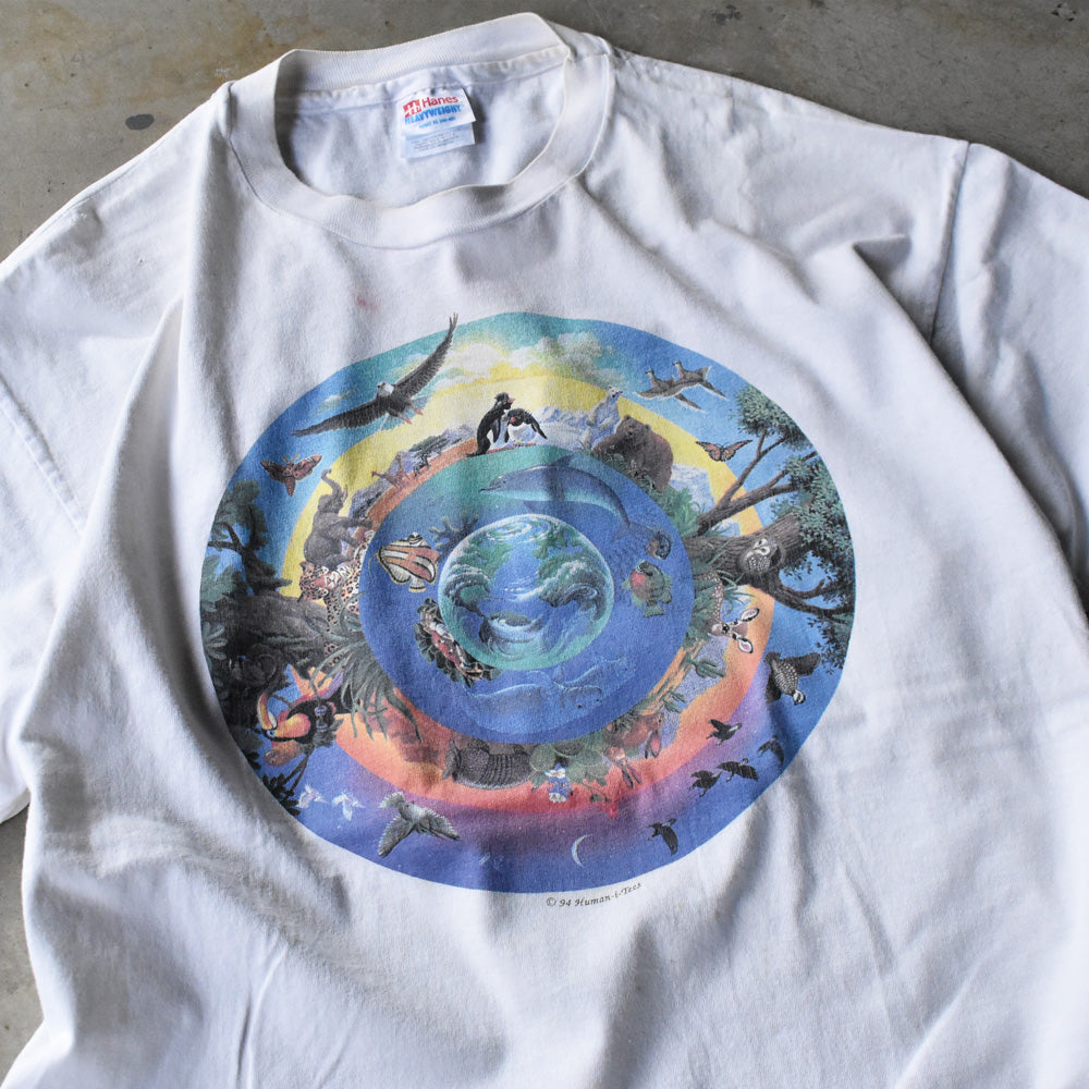 90's “human-i-tees” アニマルプリント Tシャツ 240726