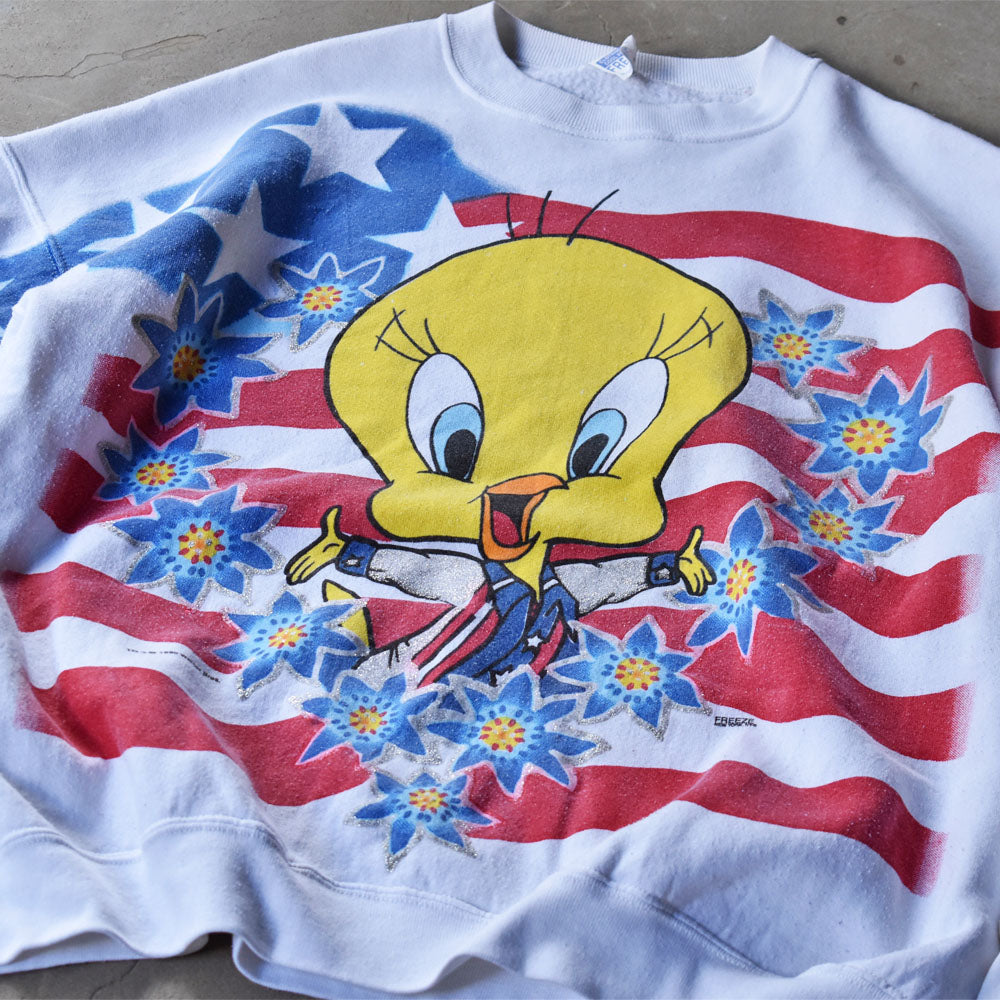 90’s Looney Tunes AOP！ tweety キャラ スウェット USA製 240426