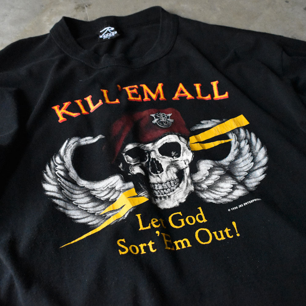 80's “KILL'EM ALL Let God Sort 'Em Out!” スカル Tシャツ USA製 240501
