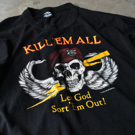 80's “KILL'EM ALL Let God Sort 'Em Out!” スカル Tシャツ USA製 240501
