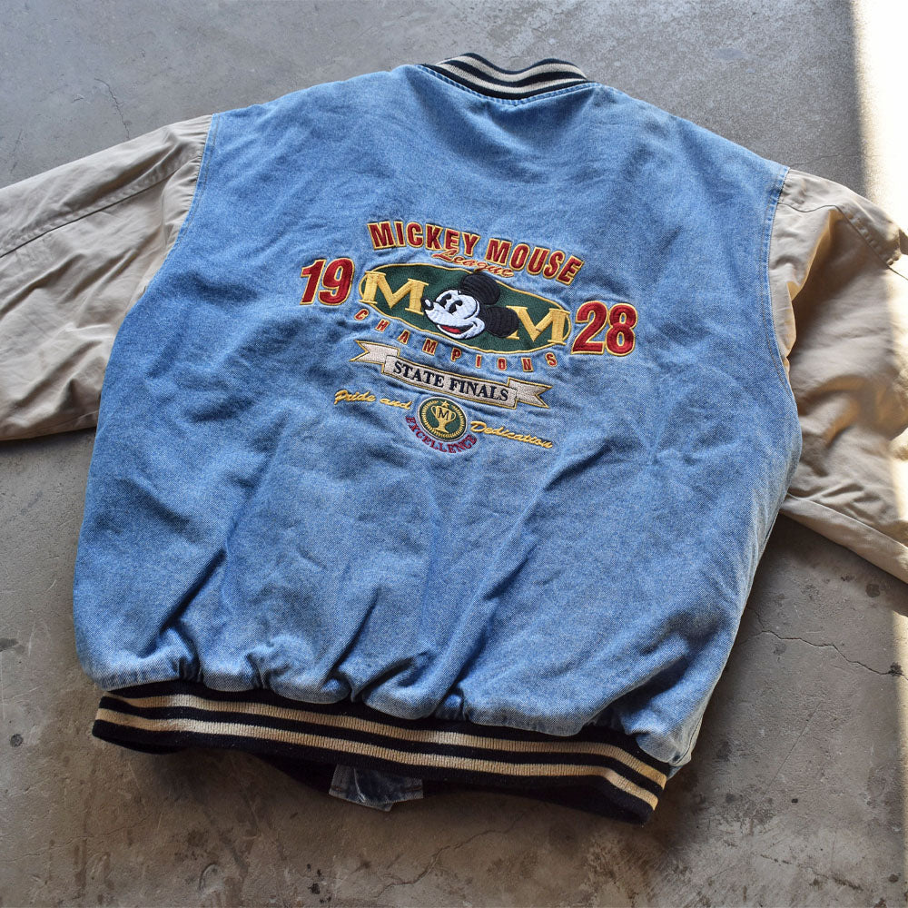 90’s Disney “Mickeymouse” 中綿入り デニム アワードジャケット 231214