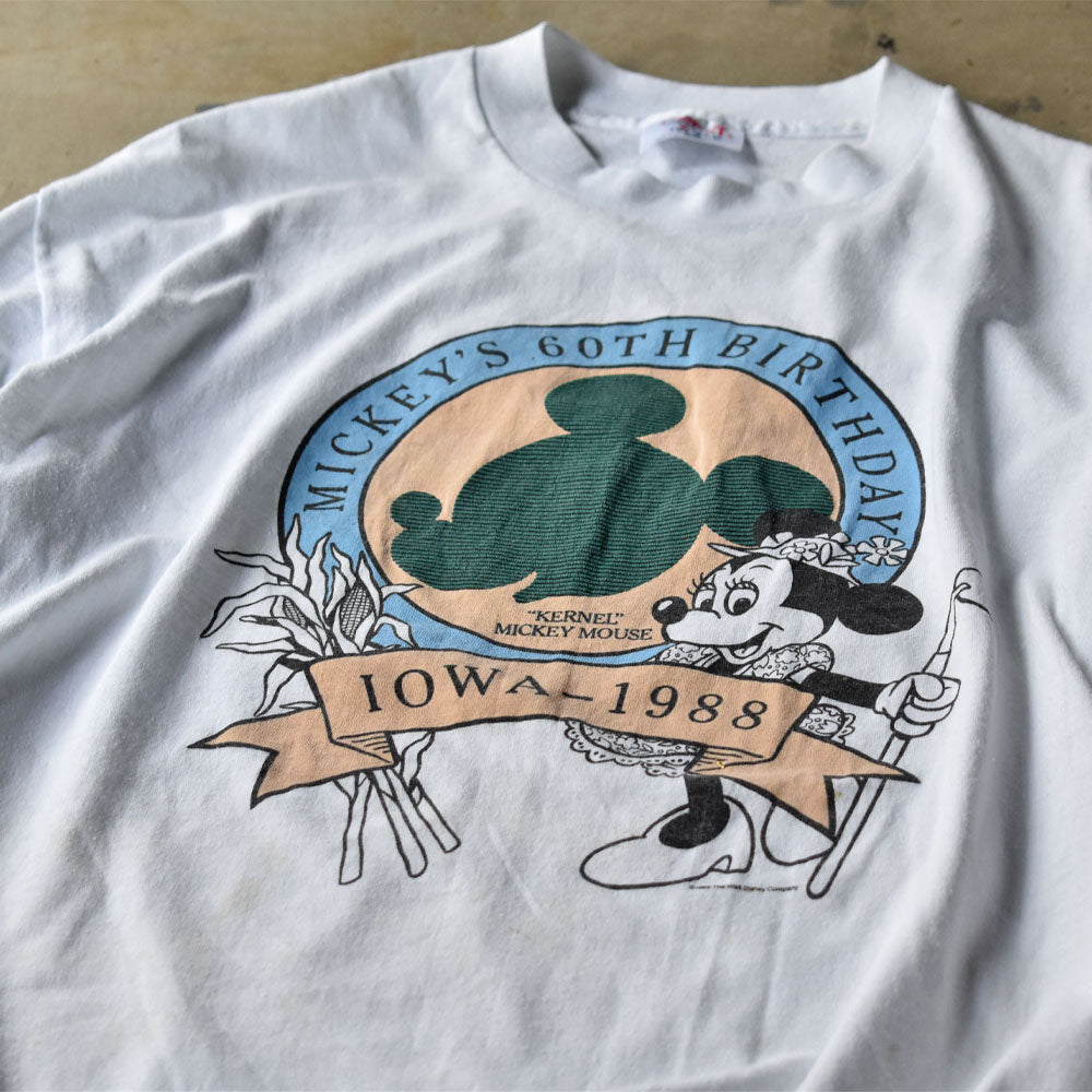 80’s Disney “Mickey’s 60th birthday” キャラ Tシャツ USA製 240329