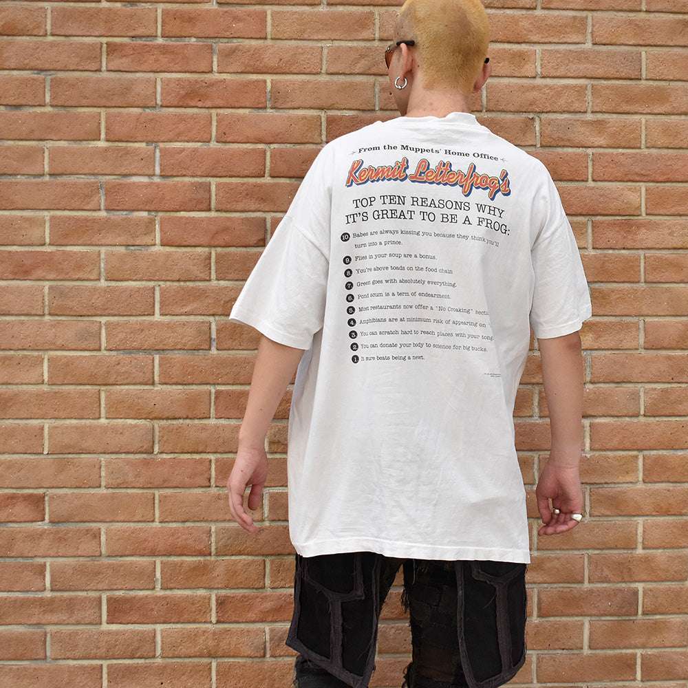 90's パロディ! “TOO LATE with Kermit Letterfrog“ Tシャツ USA製 240912H