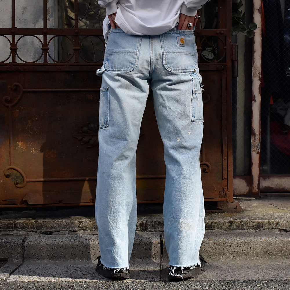 90's ダメージ! Carhartt ダブルニー デニム ワークパンツ 231128H