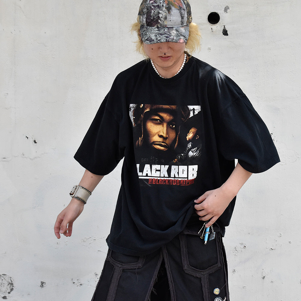 Y2K Black Rob “BLACK ROB / THE BLACK ROB REPORT” Rap ロック Tシャツ 240802H