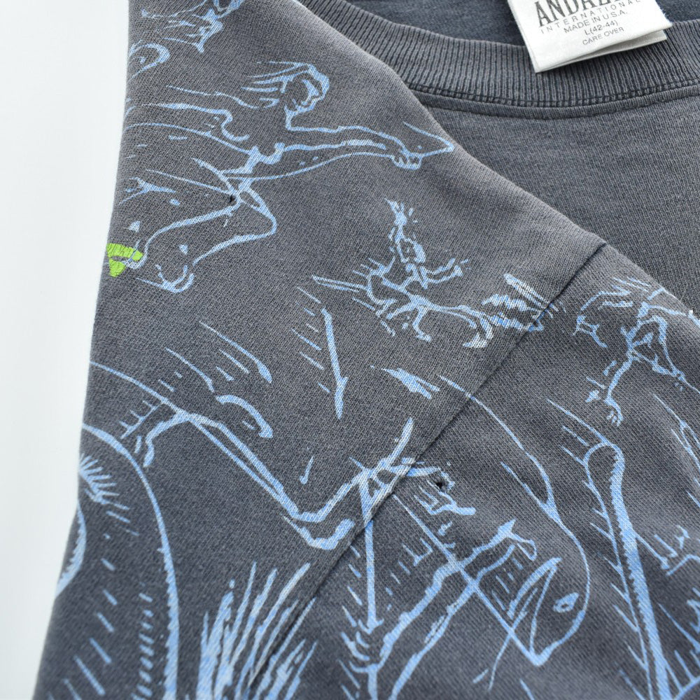 90's ANDAZIA 怪物 鳥 木版画 アートTシャツ USA製 260911H