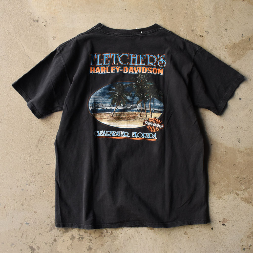 Y2K Harley-Davidson “DAYTONA BIKE WEEK 2001” ファイヤーパターン! 両面プリント Tシャツ USA製 250409