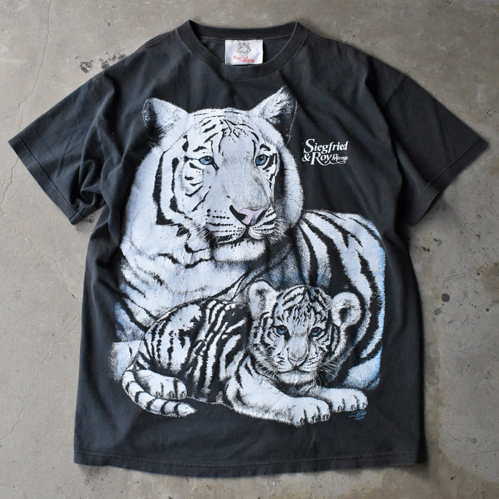 90’s “Siegfried & Roy At the Mirage” ホワイトタイガー 大判 アニマルプリント Tシャツ USA製 240606