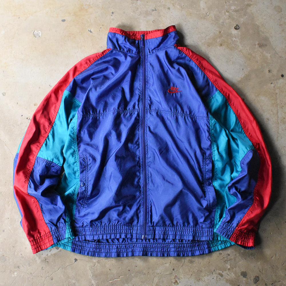 80's NIKE 銀タグ 刺繍ロゴ ナイロン トラックジャケット 250424