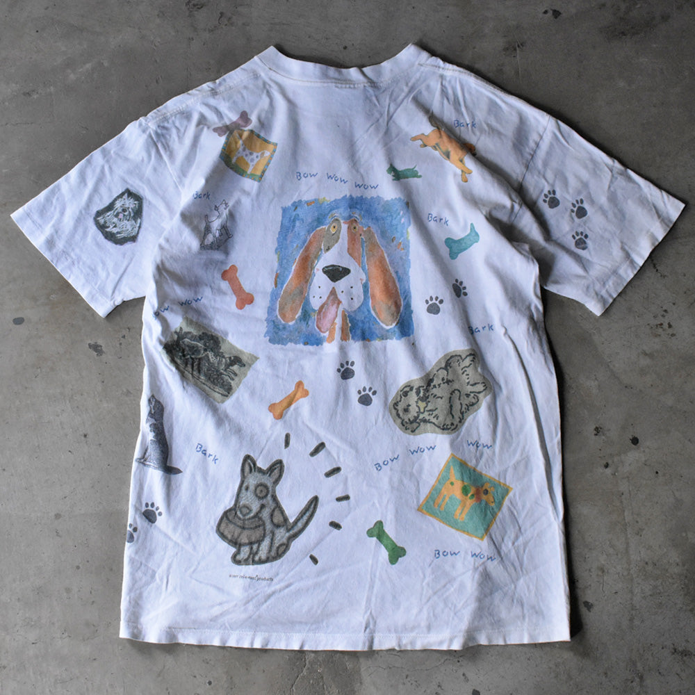 90’s “bow wow wow” DOG 全面 アニマルプリント Tシャツ 240529