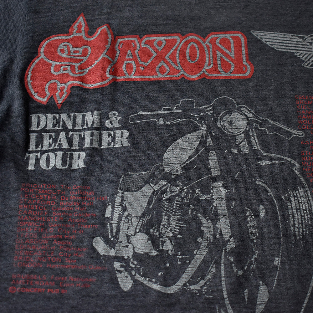 80's SAXON “Denim and Leather” Tour ロック Tシャツ 250706H