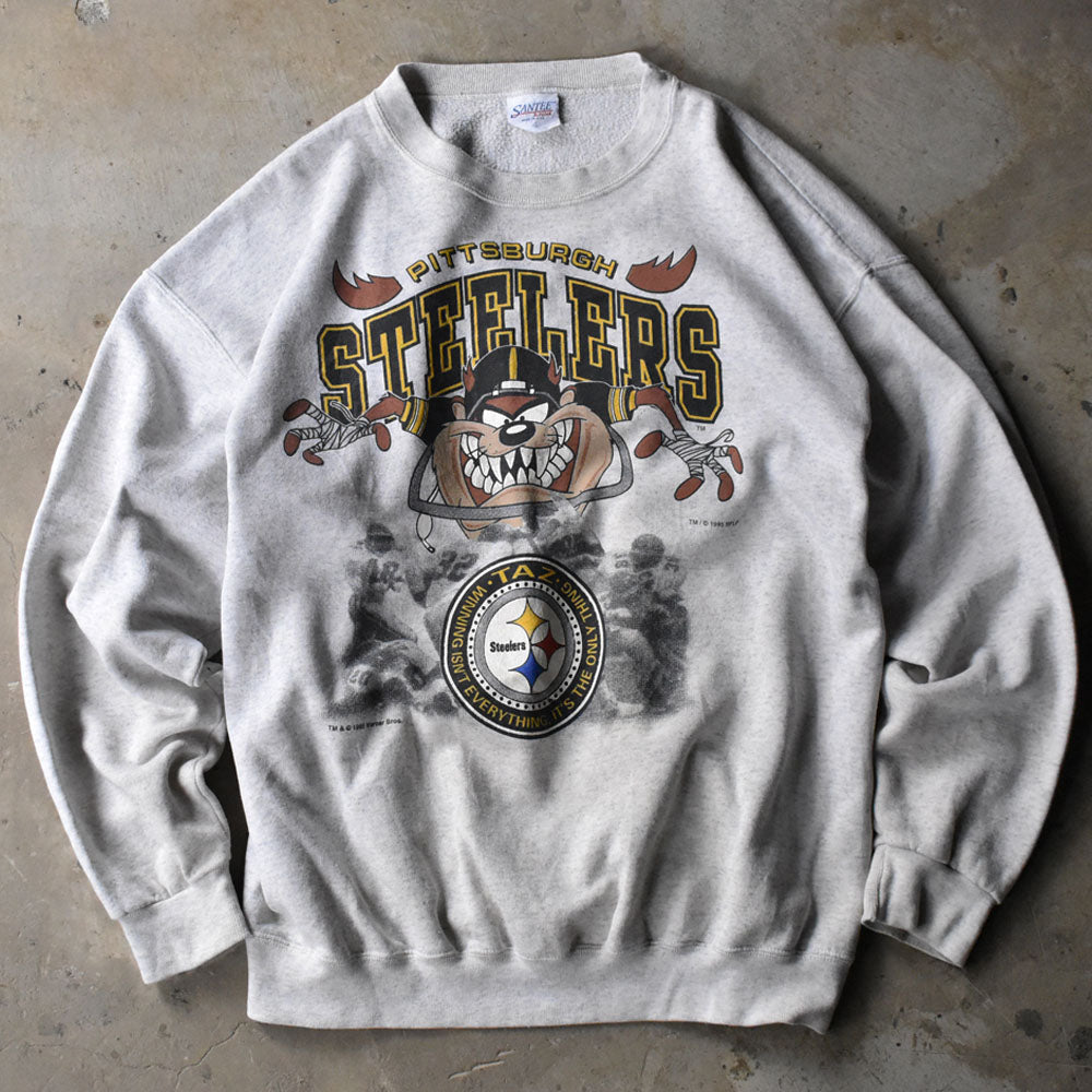 90’s Looney Tunes “NFL Pittsburgh Steelers × TAZ” キャラ スウェット USA製 240523