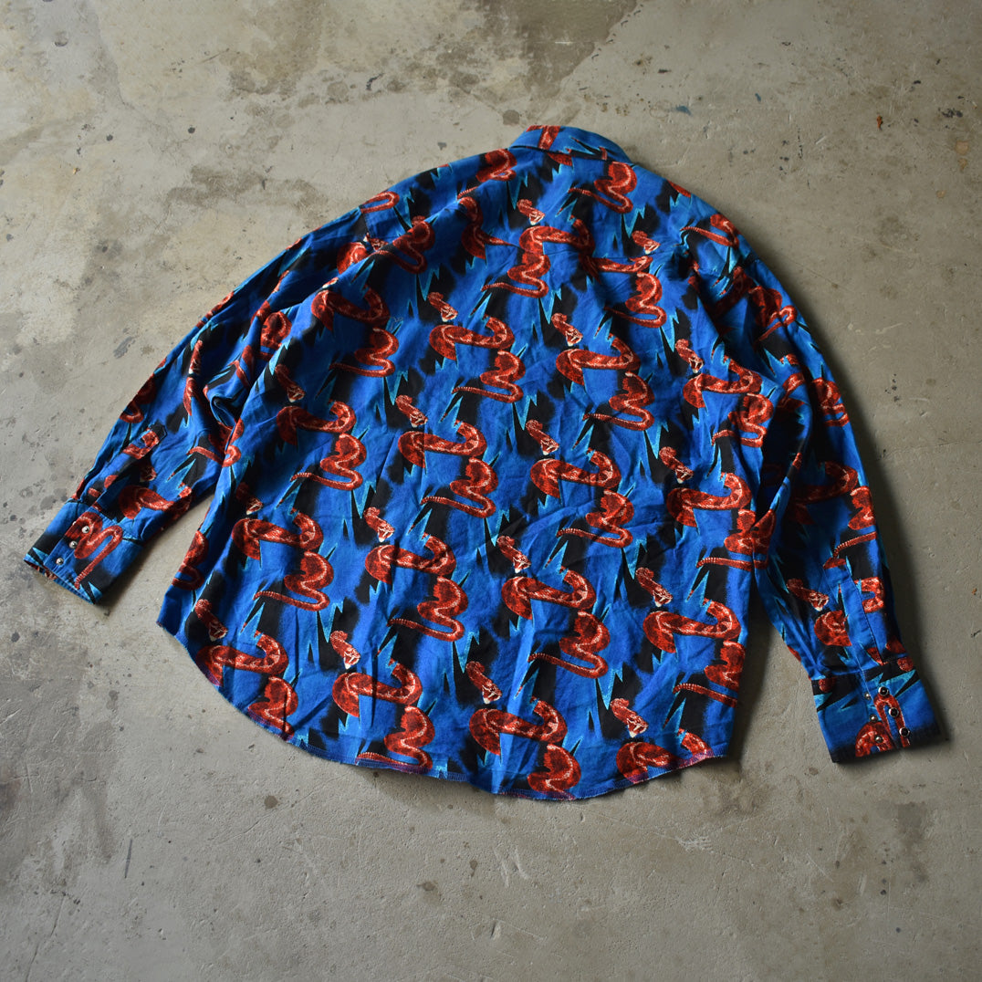 90's Wrangler 総柄 ヘビ ウエスタンシャツ 231004H