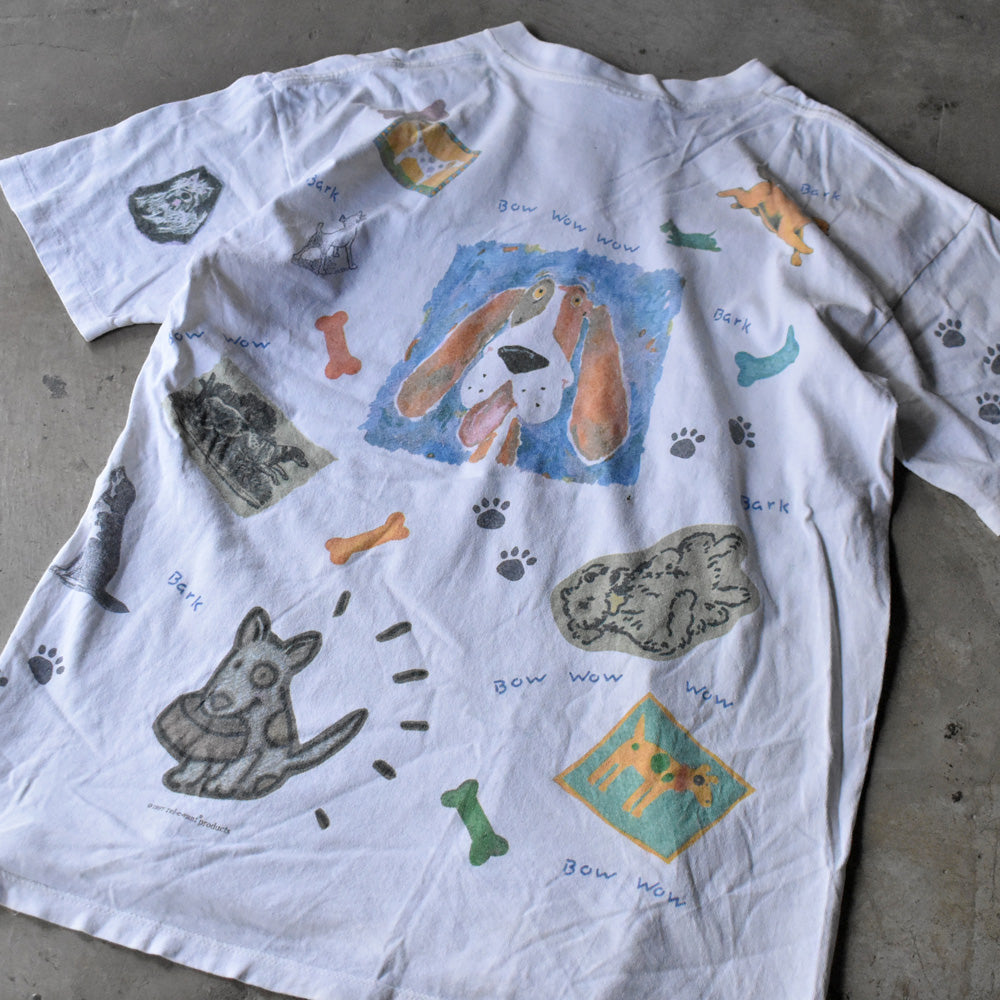 90’s “bow wow wow” DOG 全面 アニマルプリント Tシャツ 240529
