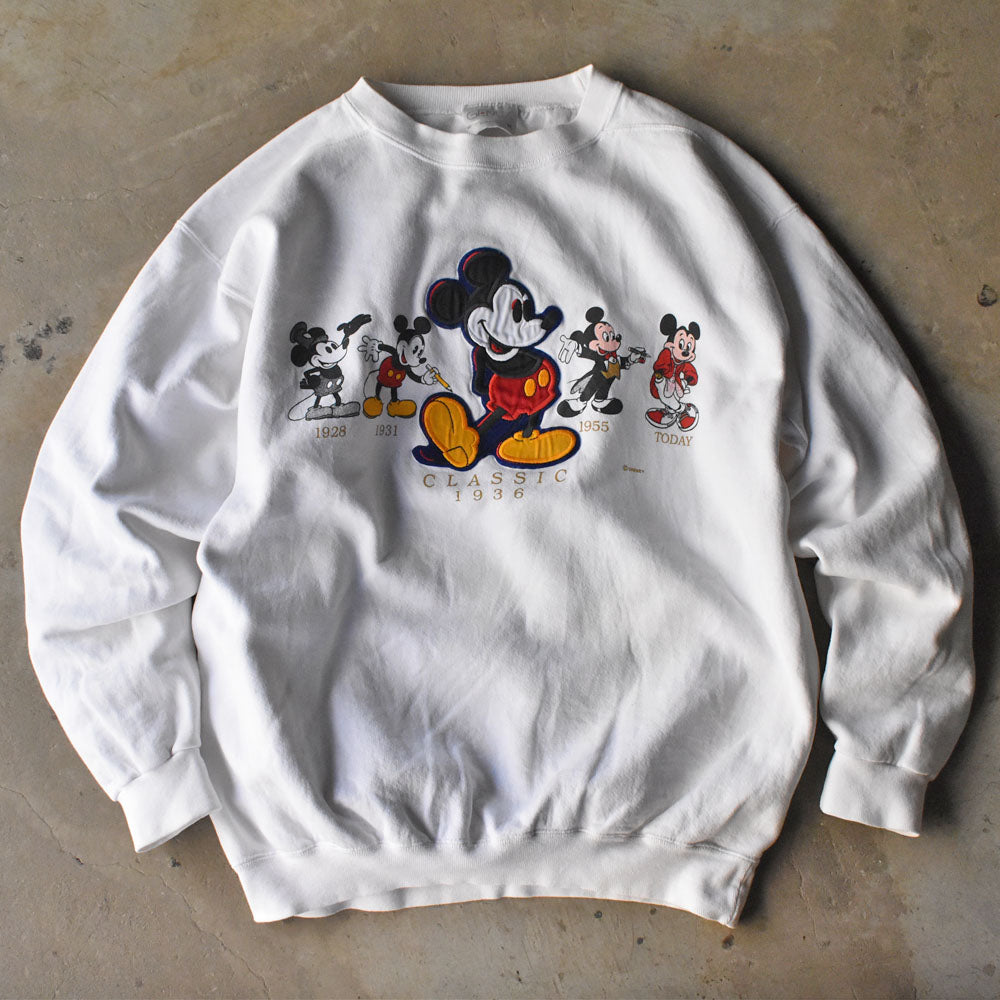 90's Disney “Mickey Classics / 1928 - TODAY” ワッペン スウェット USA製 240507