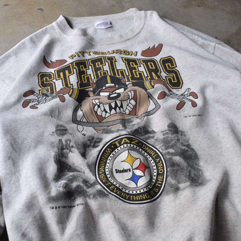 90’s Looney Tunes “NFL Pittsburgh Steelers × TAZ” キャラ スウェット USA製 240523