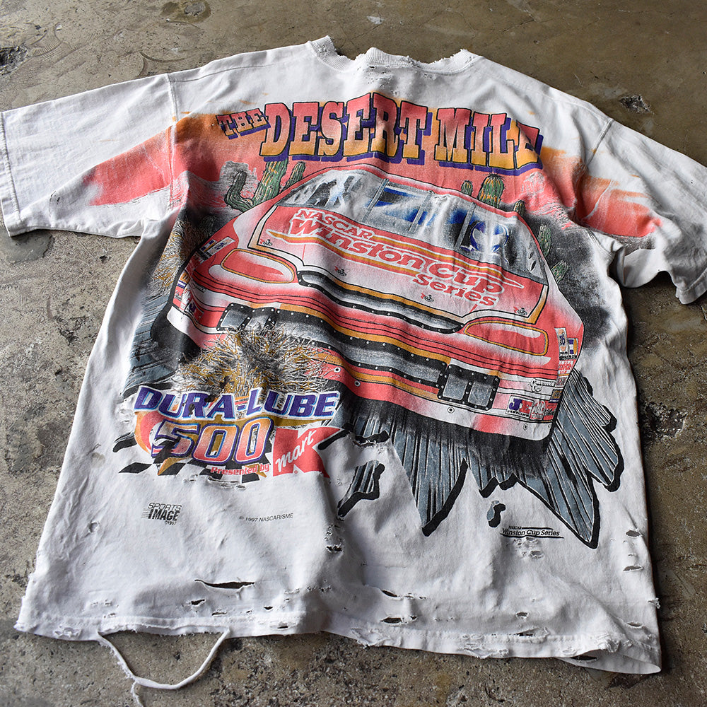 90's ボロ! CHASE authentics AOP レーシング Tシャツ USA製 250805H