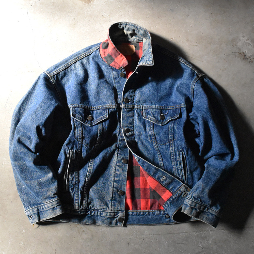 90's Levi's 70417-0814 ブロックチェックライナー デニムジャケット USA製 240419H