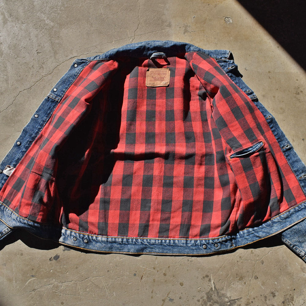 90’s Levi's 70417 4891 ブロックチェックライナー インディゴデニムジャケット USA製 231114