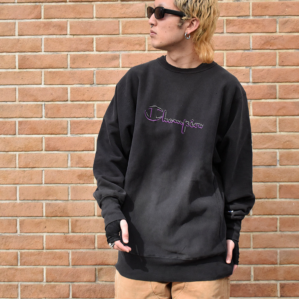 90's Champion スクリプトロゴ 2トーン刺繍 リバースウィーブ スウェット USA製 240208H