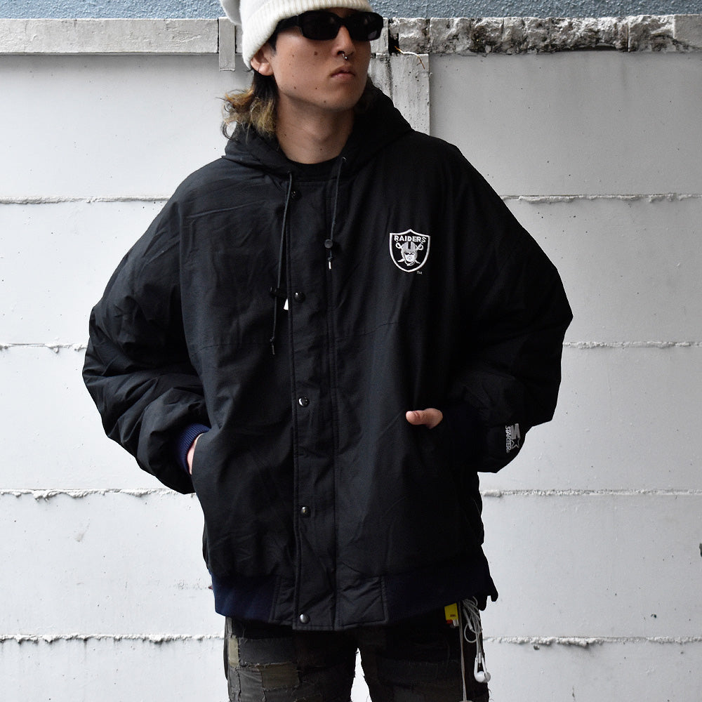 90's STARTER NFL "Las Vegas Raiders" 中綿入り ナイロンジャケット 231119H