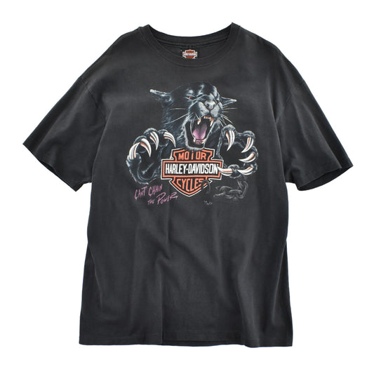 90's HARLEY-DAVIDSON "Can't Chain The Power" ブラックパンサー バイカーTシャツ USA製 260814H