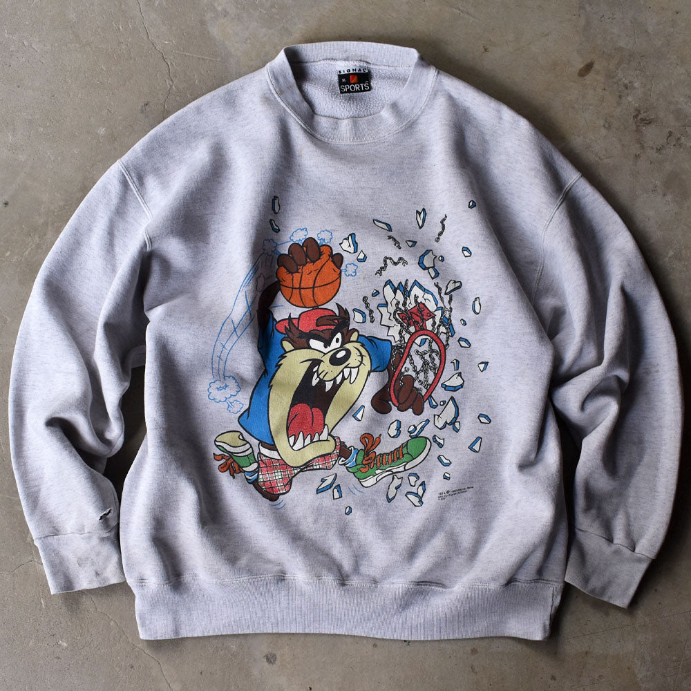 90’s Looney Tunes “Basket ball” TAZ キャラ スウェット USA製 240111