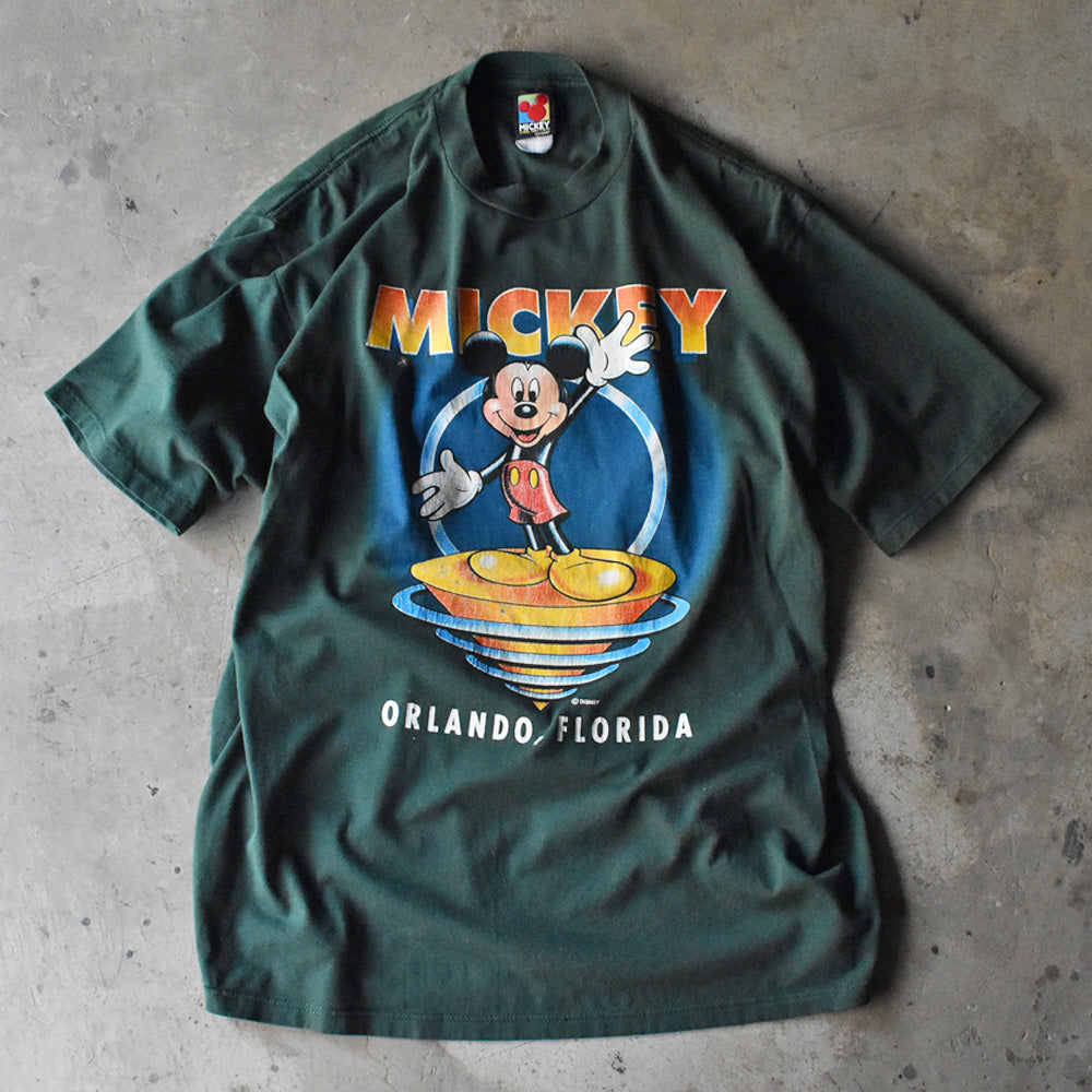 90’s Disney ”MICKEY / ORLANDO, FLORIDA” キャラ Tシャツ USA製 240425