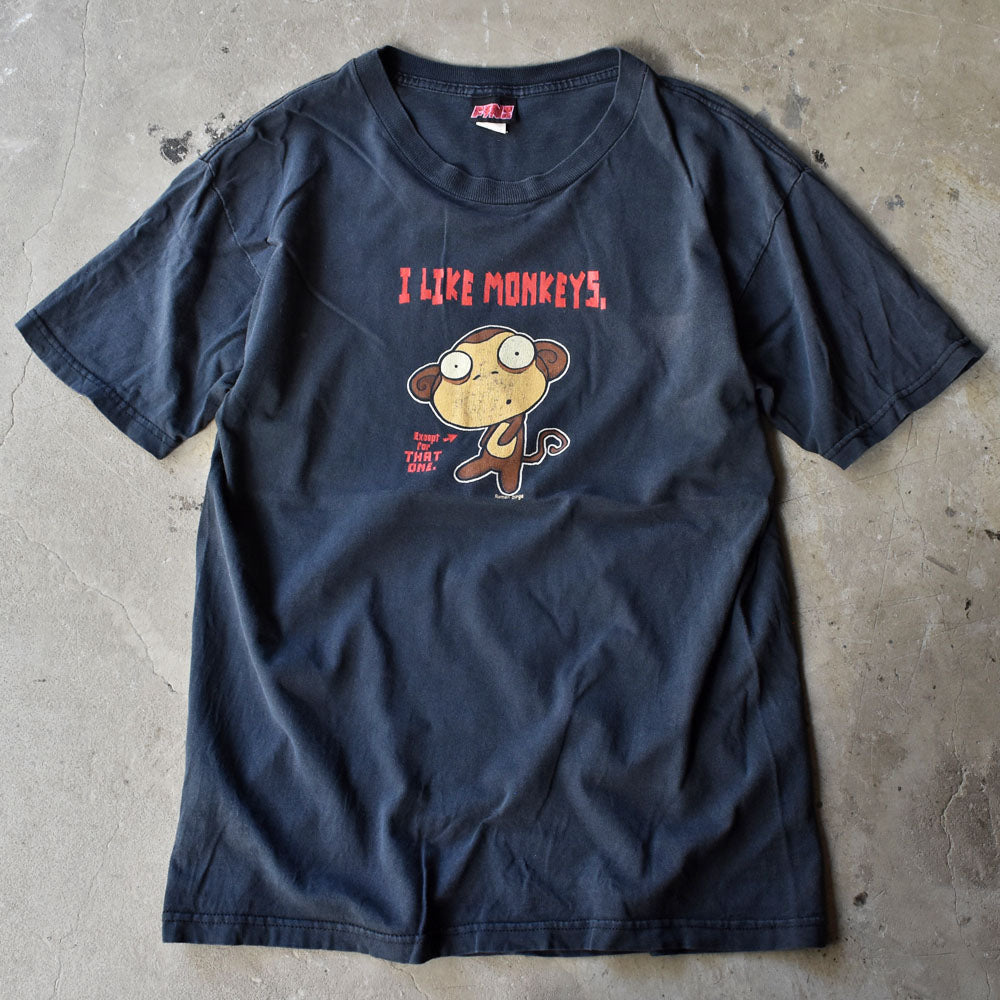 90’s Roman Dirge “I LIKE MONKEYS.” アニマルプリント アートTシャツ USA製 230826