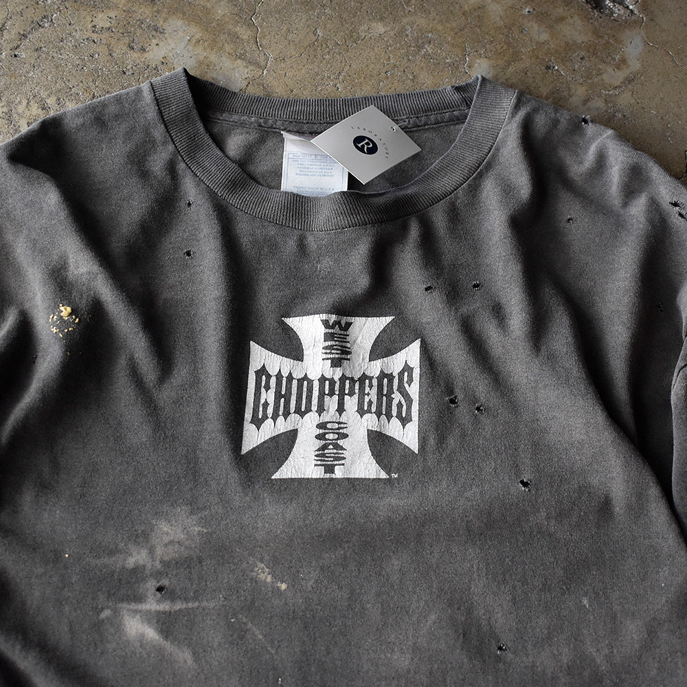 Y2K ボロ! “WEST COAST CHOPPERS” iron cross ロングスリーブTシャツ 250504H