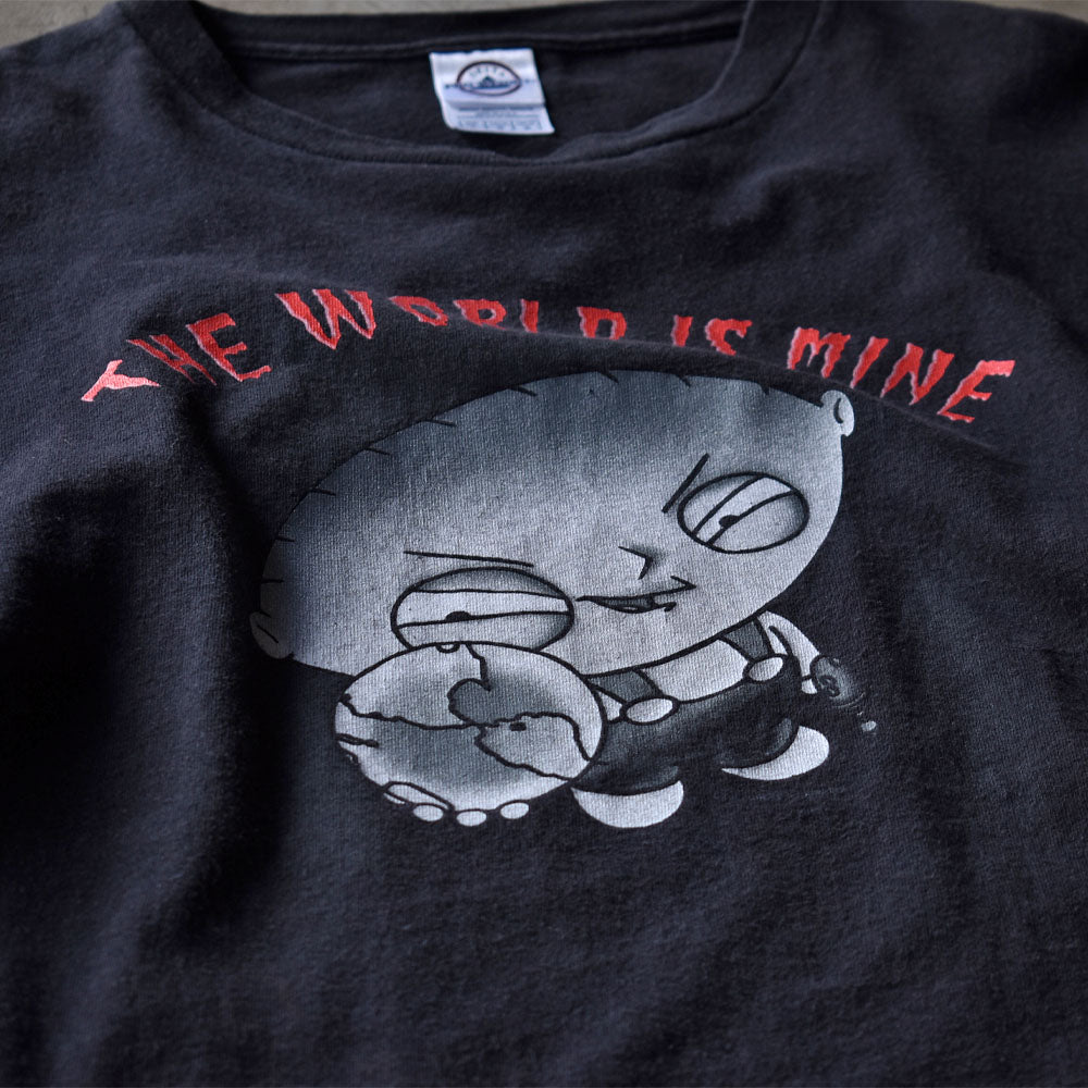 Y2K　Family Guy/ファミリーガイ “WORLD IS MINE” キャラプリント Tシャツ　230605