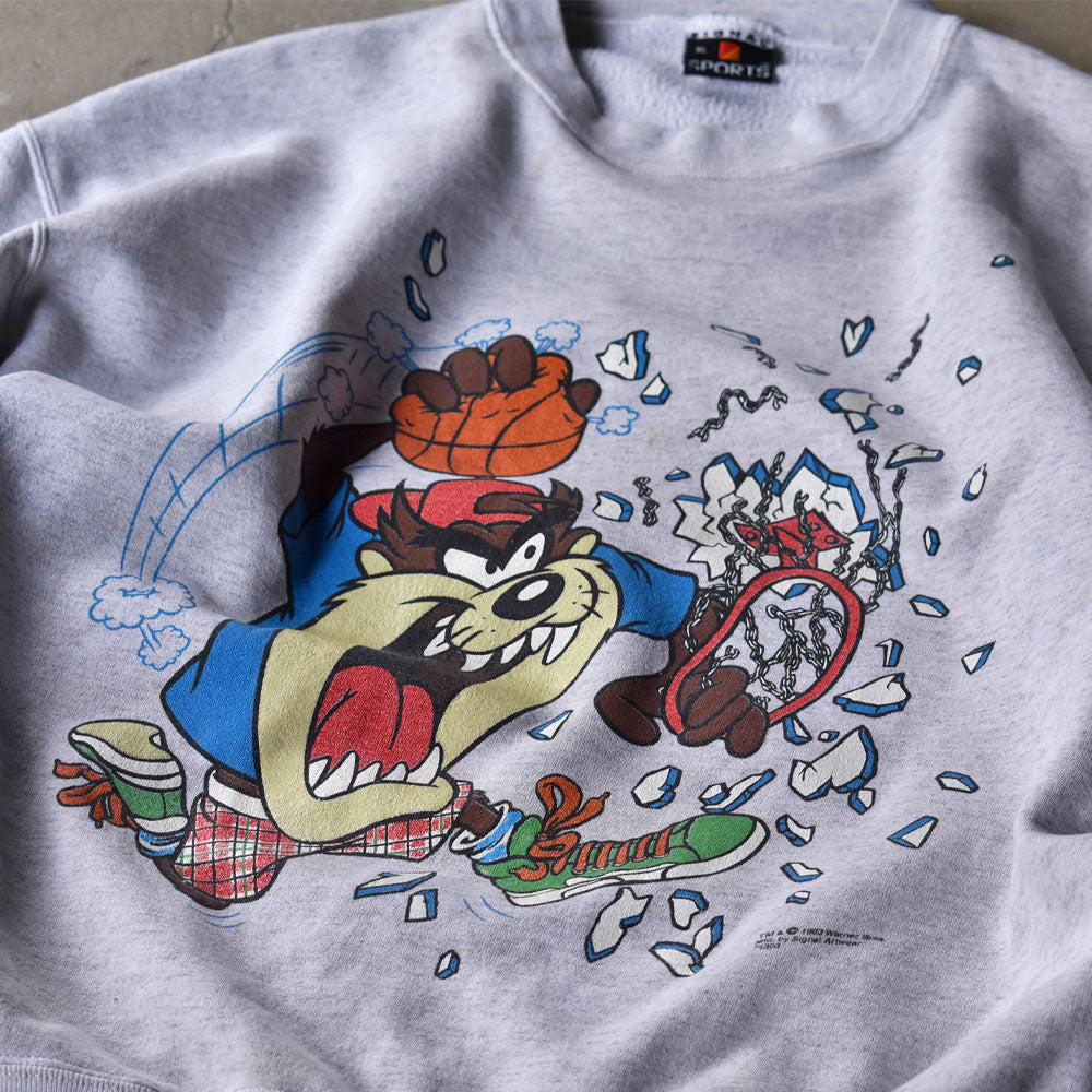 90’s Looney Tunes “Basket ball” TAZ キャラ スウェット USA製 240111