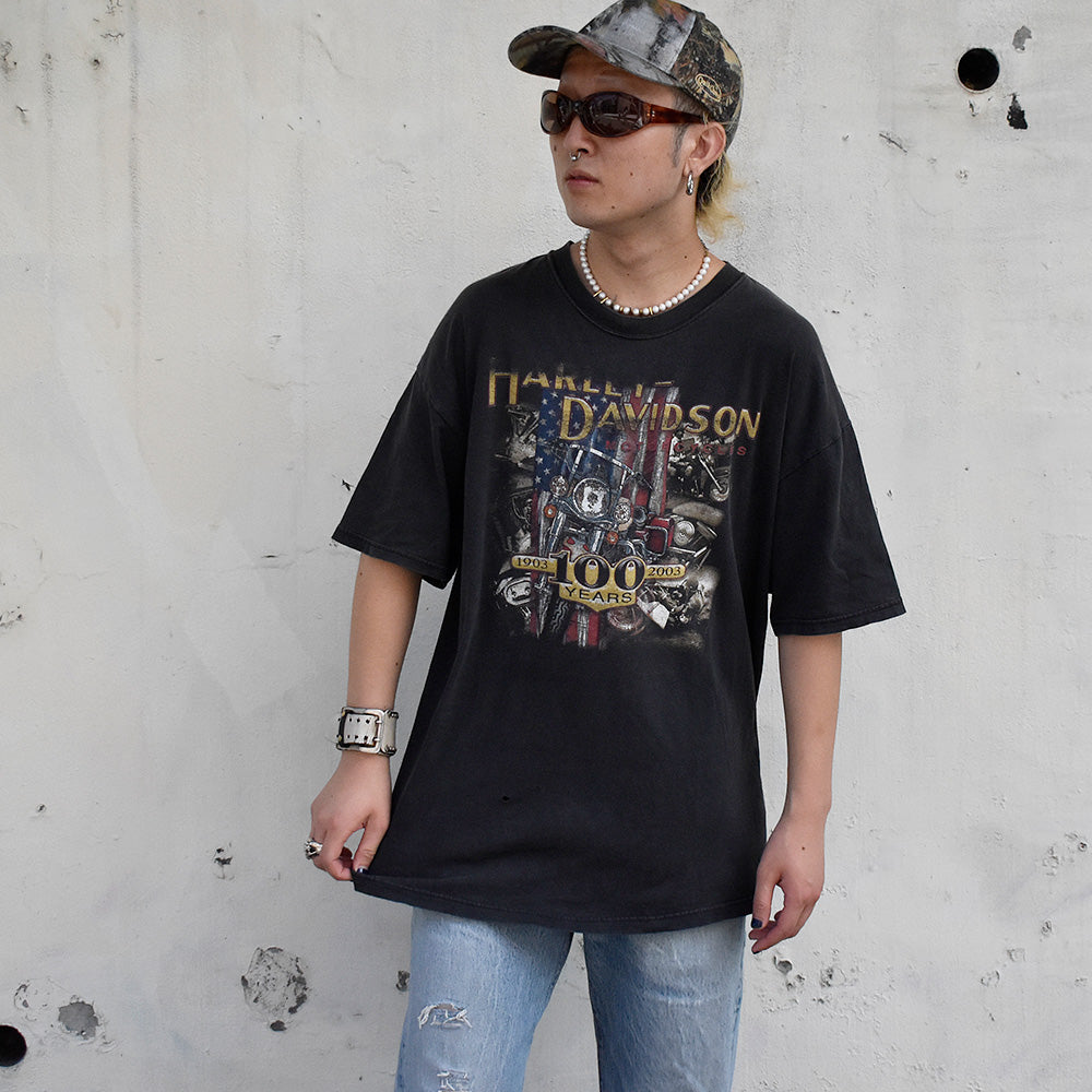 Y2K Harley Davidson “1903-2003 100Years” Tシャツ USA製 240823H