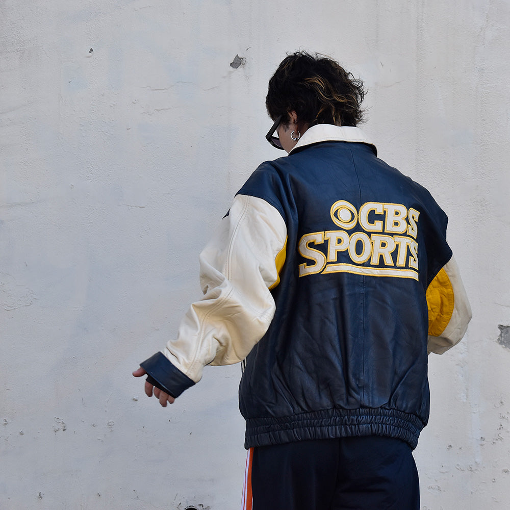 80's~ VIA VENETO “CBS Sports” レザージャケット 231117