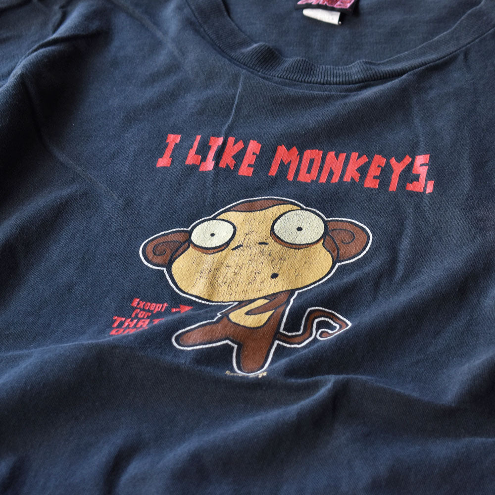 90's Roman Dirge “I LIKE MONKEYS.” アニマルプリント アートT