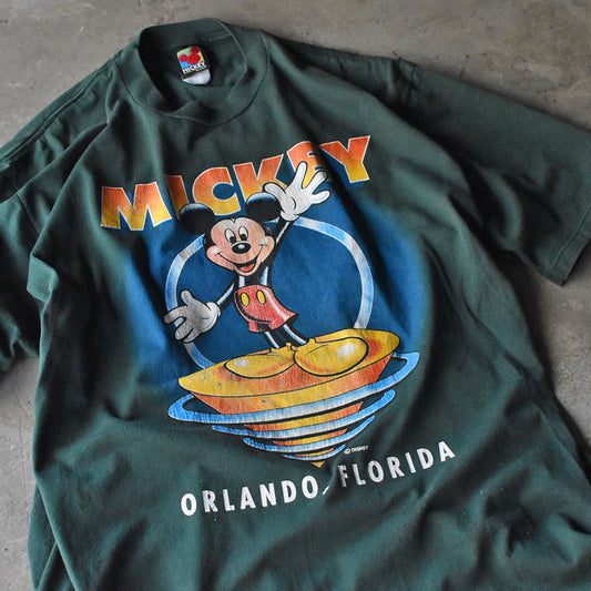 90’s Disney ”MICKEY / ORLANDO, FLORIDA” キャラ Tシャツ USA製 240425