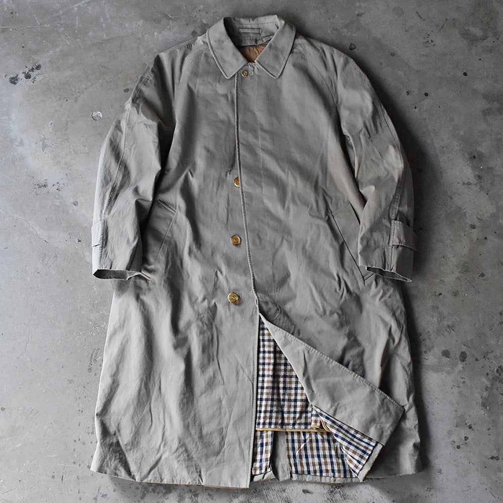 80's Aquascutum クラブチェックライナー付き! ステンカラーコート 英国製 231215