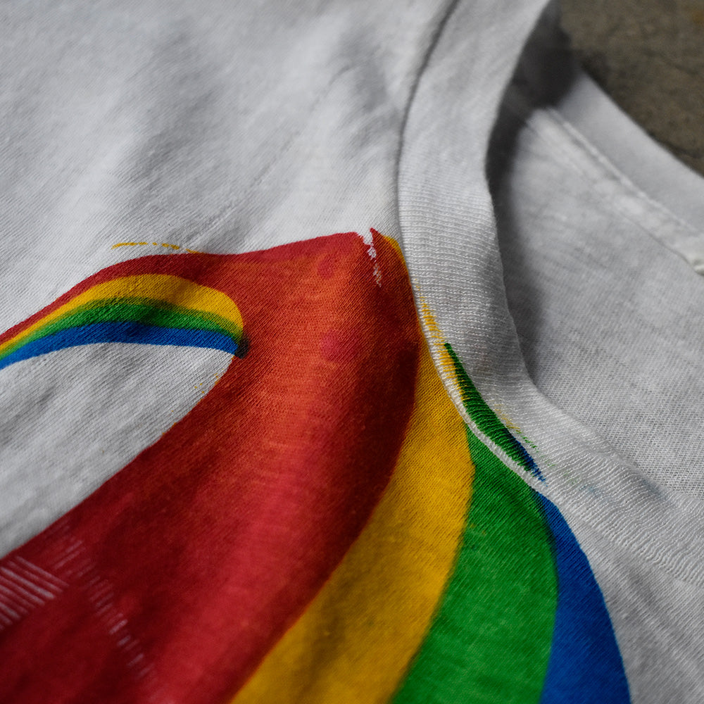 70's ZAZU “ZAZU / Wooden Nickel Records” 染み込みプリント ロック Tシャツ 240124HYY