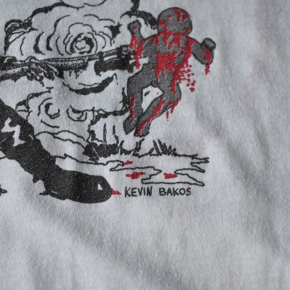 80's D.R.I./Dirty Rotten Imbeciles “Violent Pacification” Tour Art by Kevin Bakos ロック Tシャツ 250709H