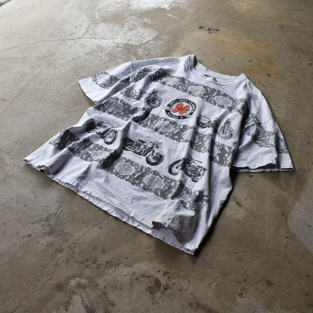 90’s Harley-Davidson “90th ANIVERSARY” AOP! バイク Tシャツ USA製 230426H