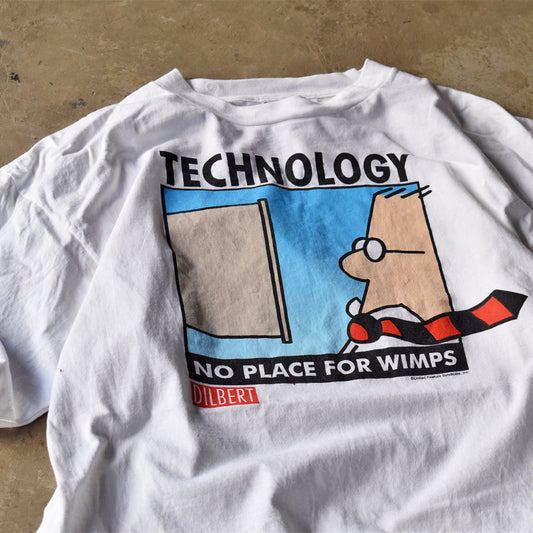 90’s DILBERT “NO PLACE FOR WIMPS” コミック アート Tシャツ 240510
