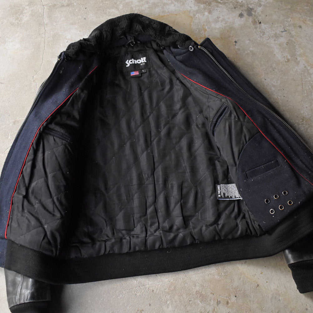 Schott ウール × レザー フライトジャケット 251017H