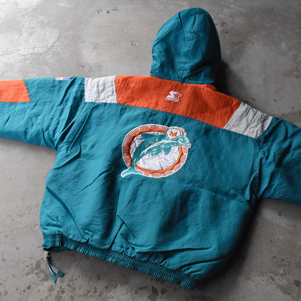 Y2K STARTER NFL “Miami Dolphins” 中綿入り ナイロン アノラックパーカー 250207