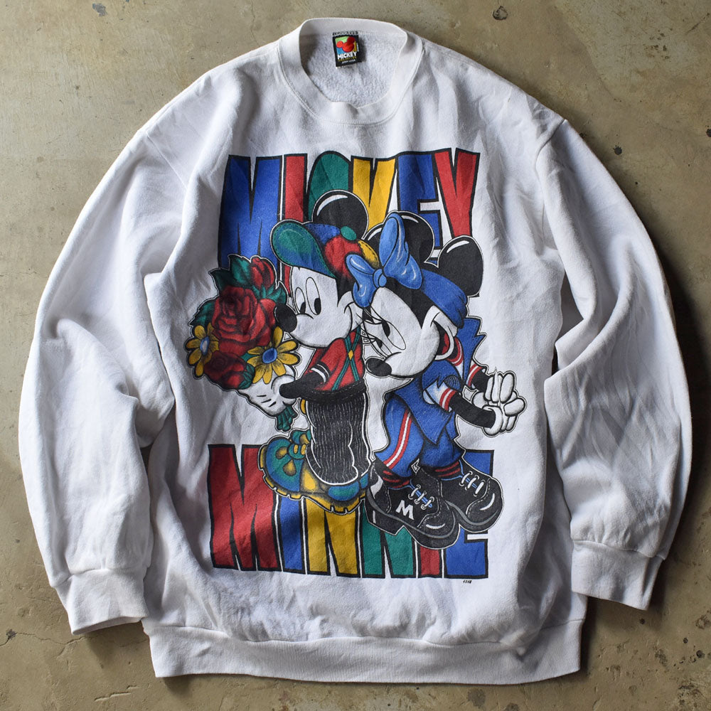 90’s Disney “Mickey&Minnie” スウェット USA製 240331