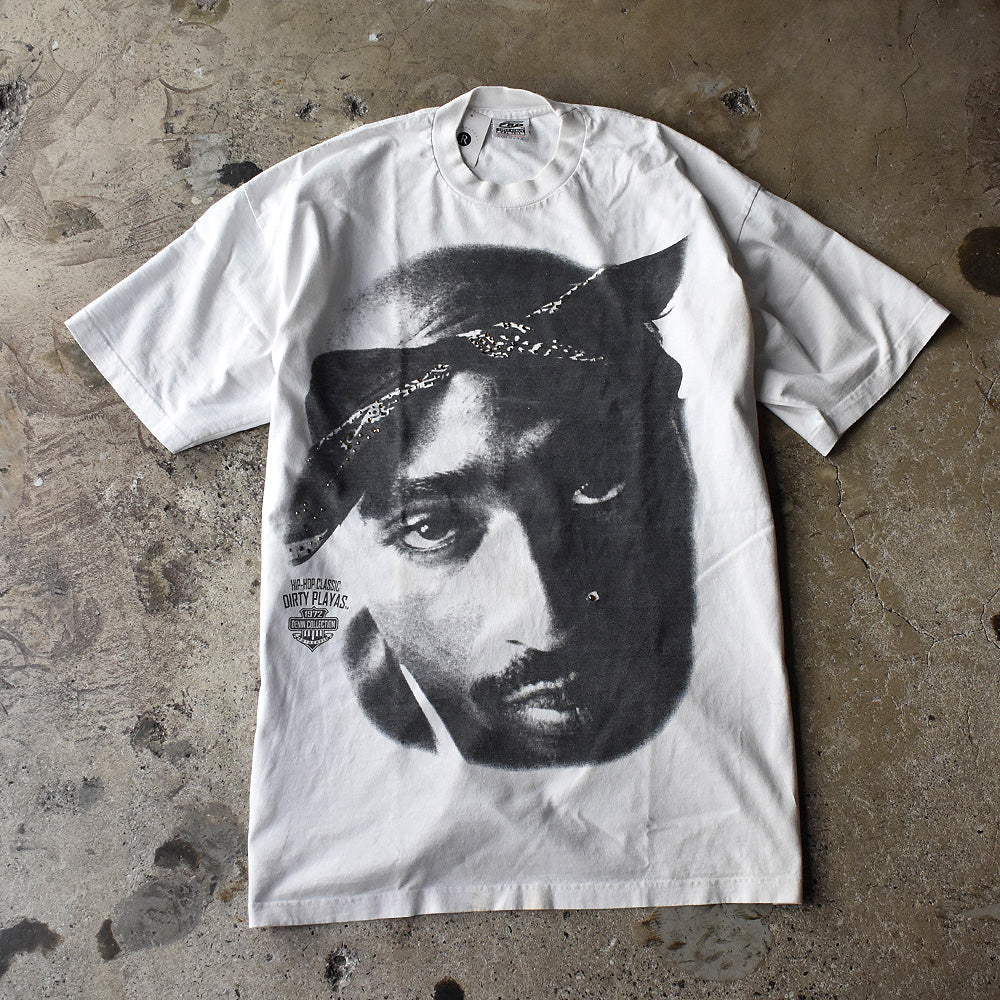 Y2K 2Pac フェイスフォト ビッグプリント！ Rap Tシャツ ライン