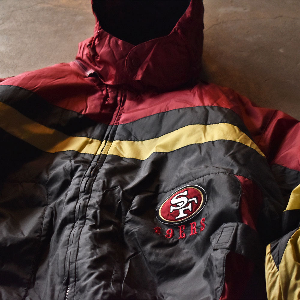 90’s PRO PLAYER ”NFL 49ERS” 中綿入り フード ナイロンジャケット 231230