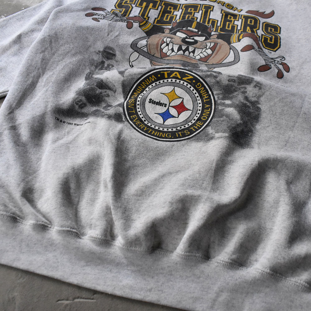 90’s Looney Tunes “NFL Pittsburgh Steelers × TAZ” キャラ スウェット USA製 240523