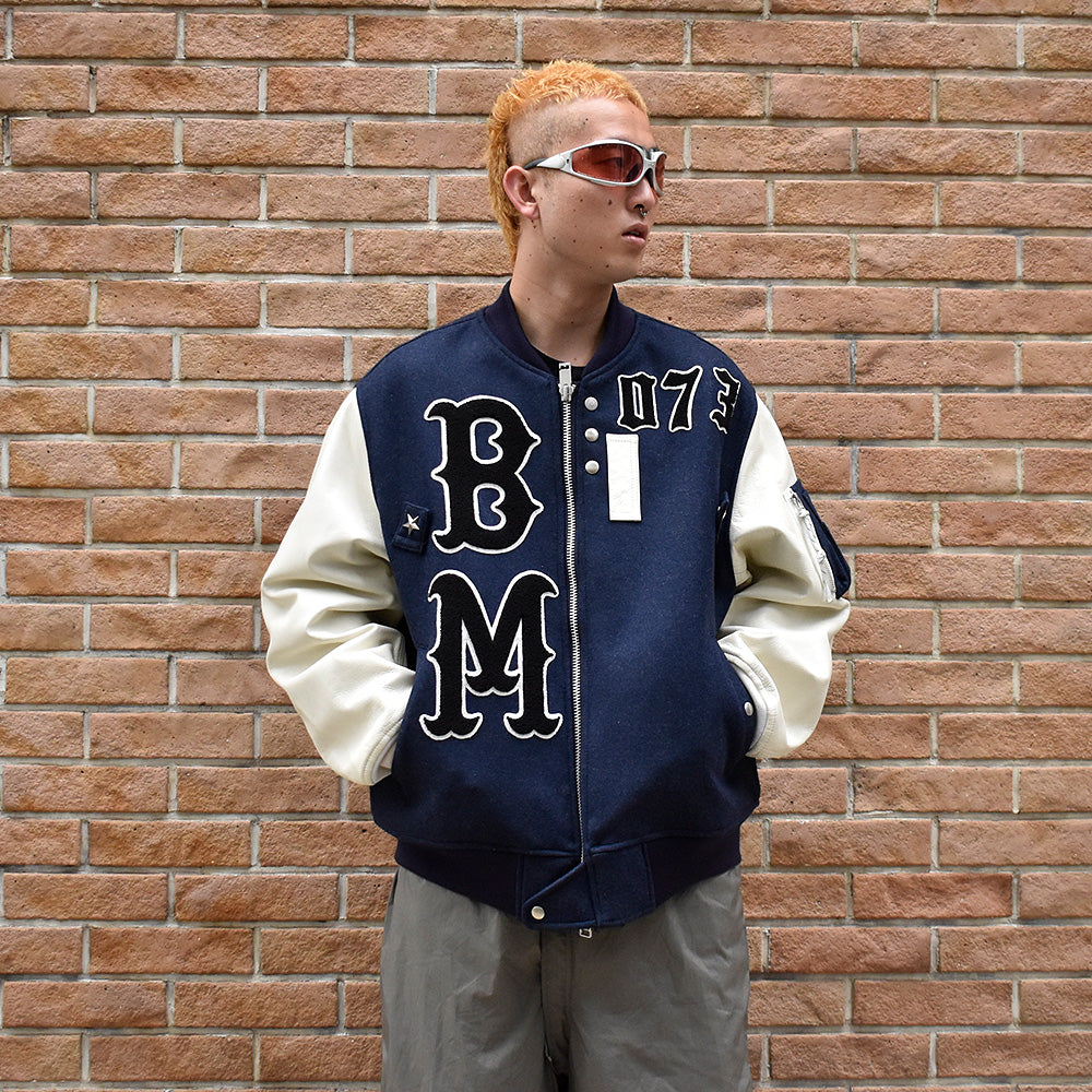 blackmeans レザー×ウール アワードジャケット 945-79TJ404-1 241115H
