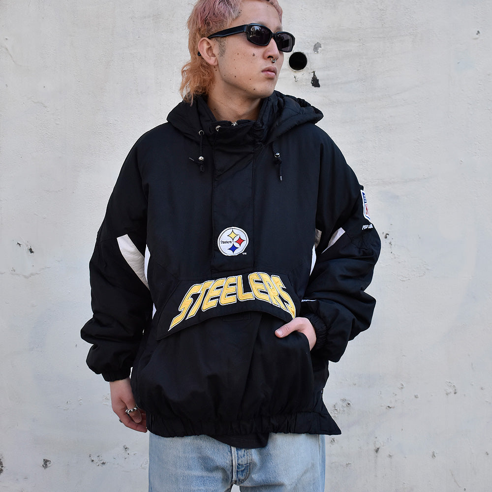 90's STARTER NFL “Pittsburgh Steelers” ナイロン アノラックパーカー 240109H